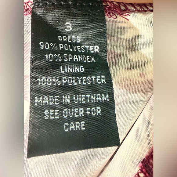 BCX Floral Satin Dress - Burgundy and Gray - Picture 5 of 5